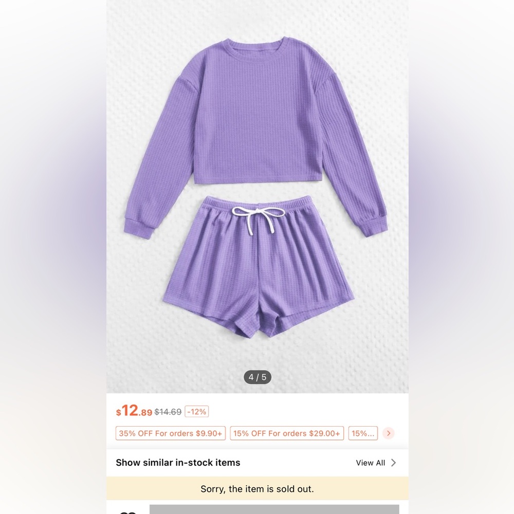 Purple top and short set